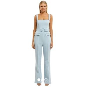 MISHA Aviana Playsuit JumpsuitBelted Wide Leg In Powder Blue Size 8
